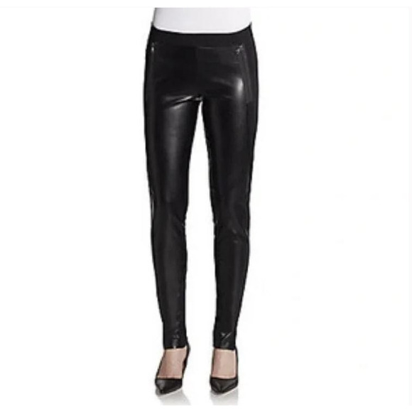 Dex Black Faux Vegan Leather Front Pull On Skinny Legging Long Pants Size Small - Picture 11 of 11